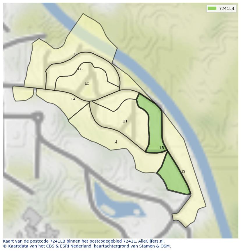 Afbeelding van het postcodegebied 7241 LB op de kaart.