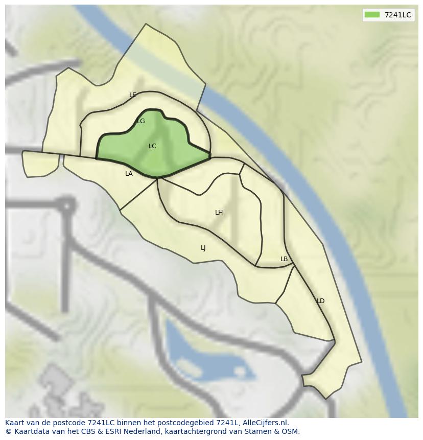 Afbeelding van het postcodegebied 7241 LC op de kaart.