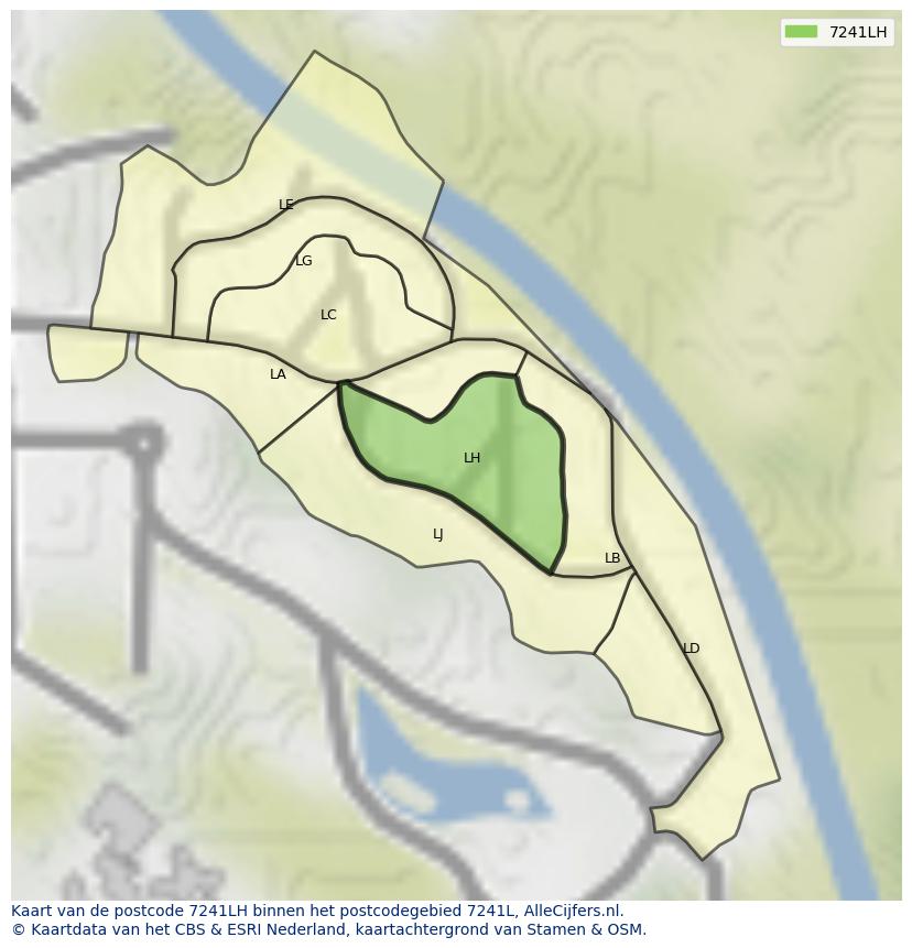 Afbeelding van het postcodegebied 7241 LH op de kaart.