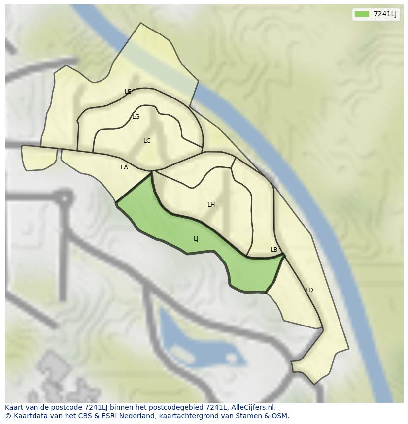 Afbeelding van het postcodegebied 7241 LJ op de kaart.
