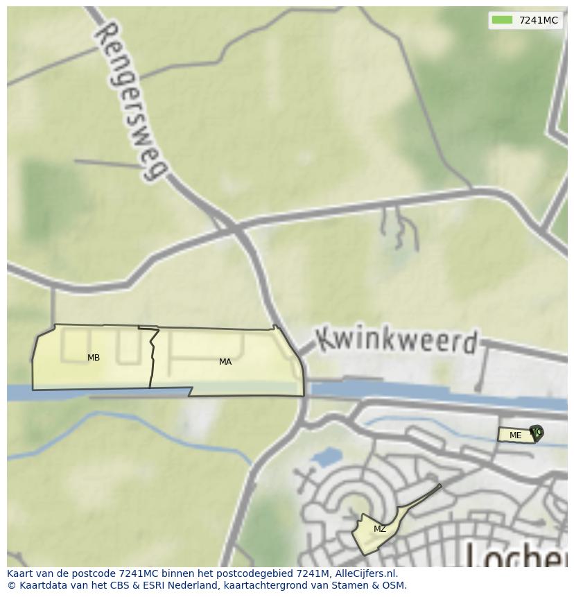 Afbeelding van het postcodegebied 7241 MC op de kaart.
