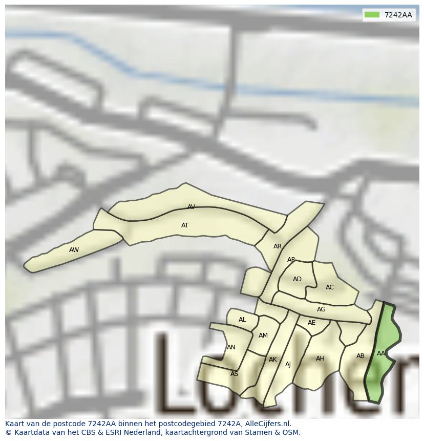 Afbeelding van het postcodegebied 7242 AA op de kaart.
