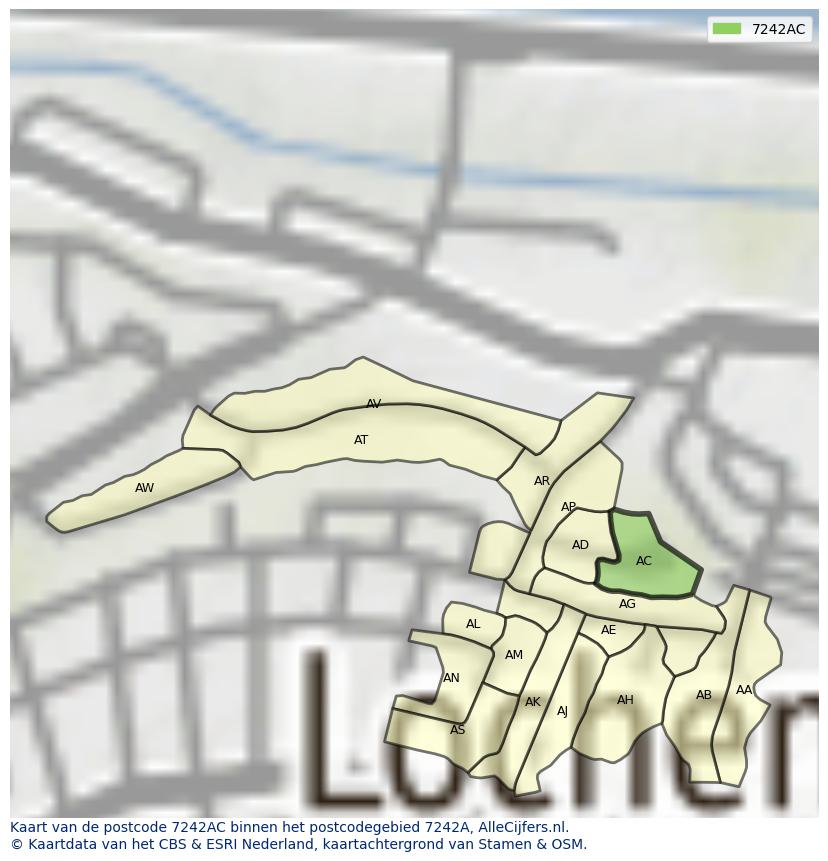 Afbeelding van het postcodegebied 7242 AC op de kaart.