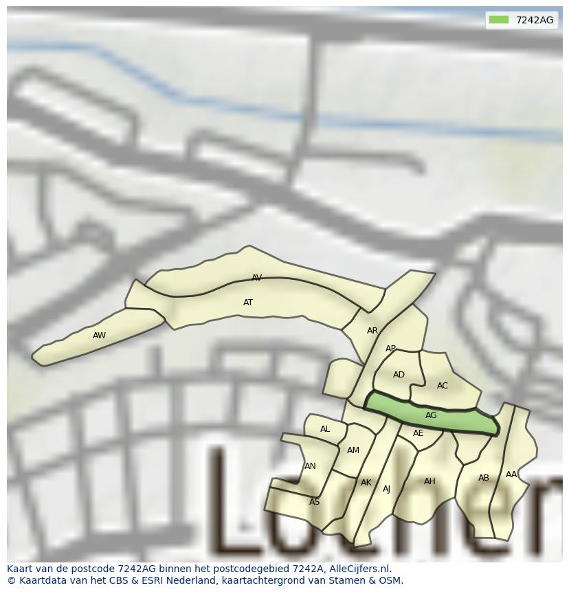 Afbeelding van het postcodegebied 7242 AG op de kaart.