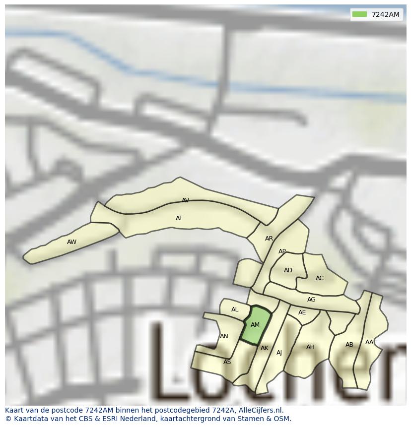 Afbeelding van het postcodegebied 7242 AM op de kaart.