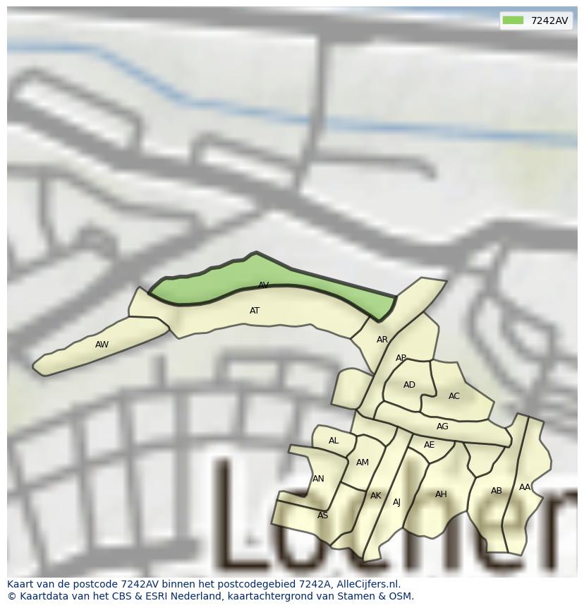 Afbeelding van het postcodegebied 7242 AV op de kaart.