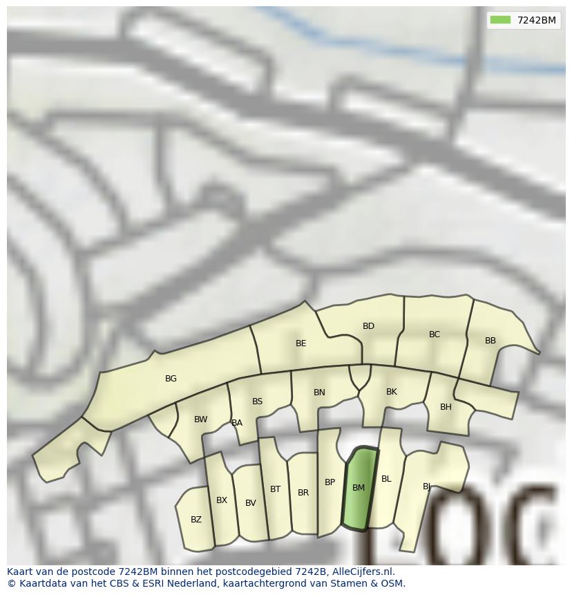 Afbeelding van het postcodegebied 7242 BM op de kaart.