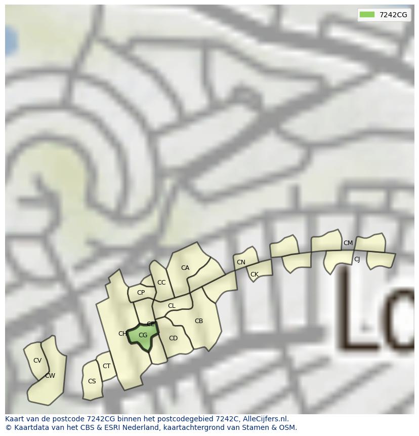 Afbeelding van het postcodegebied 7242 CG op de kaart.