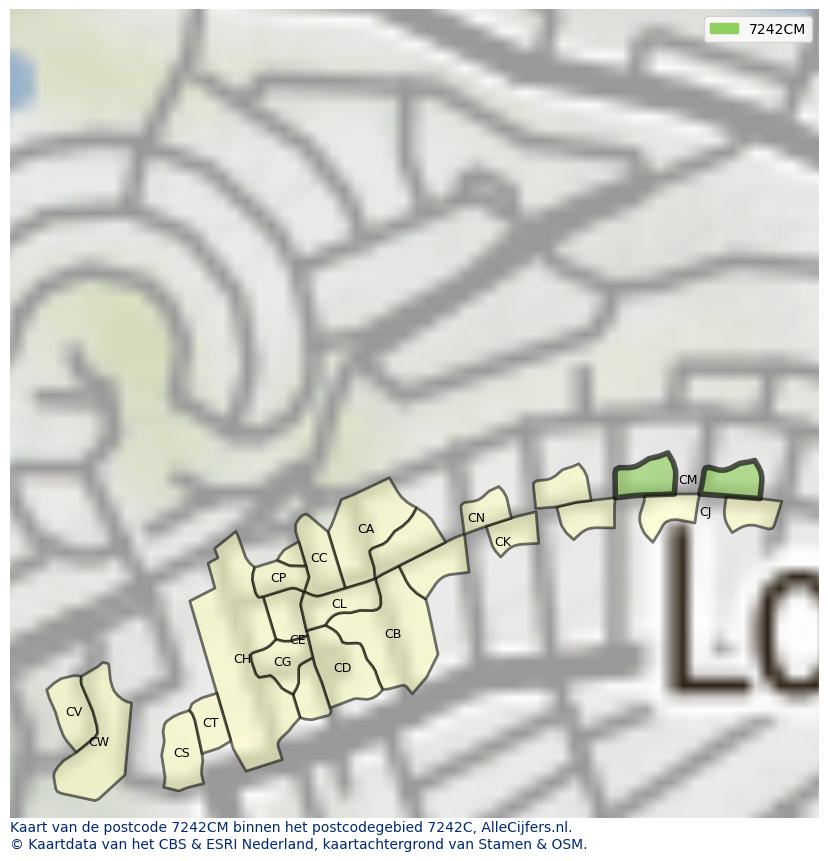 Afbeelding van het postcodegebied 7242 CM op de kaart.
