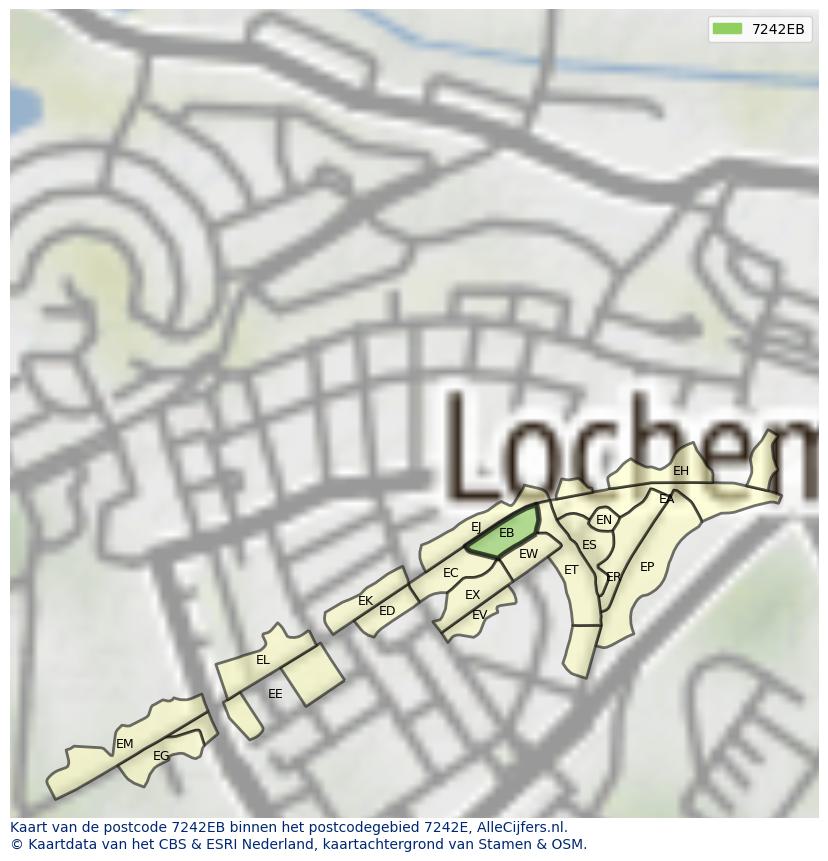 Afbeelding van het postcodegebied 7242 EB op de kaart.