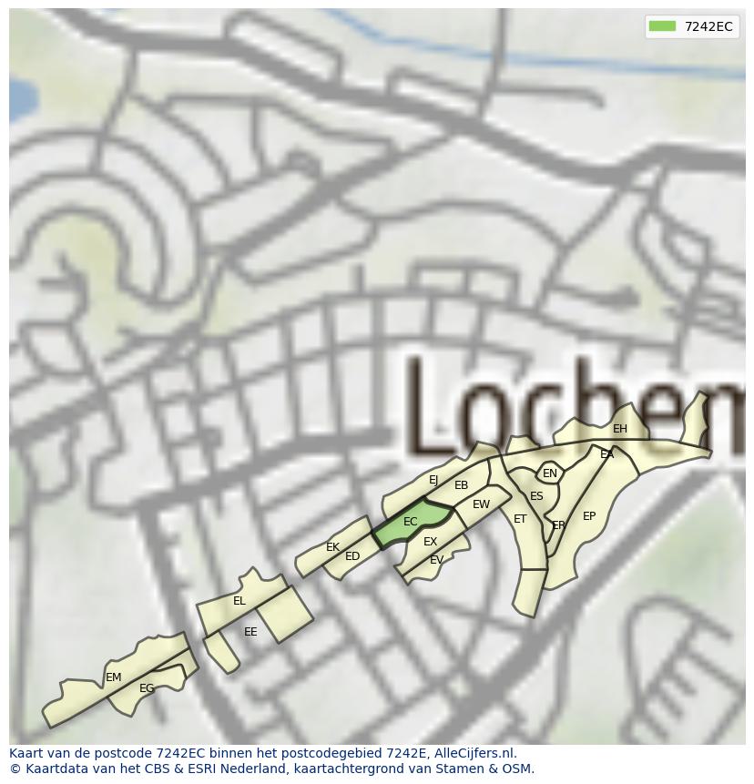 Afbeelding van het postcodegebied 7242 EC op de kaart.