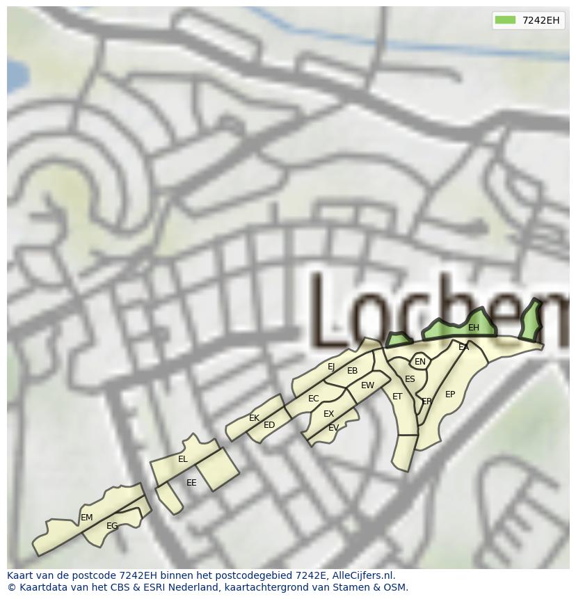 Afbeelding van het postcodegebied 7242 EH op de kaart.
