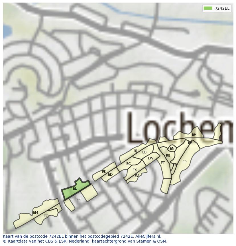 Afbeelding van het postcodegebied 7242 EL op de kaart.