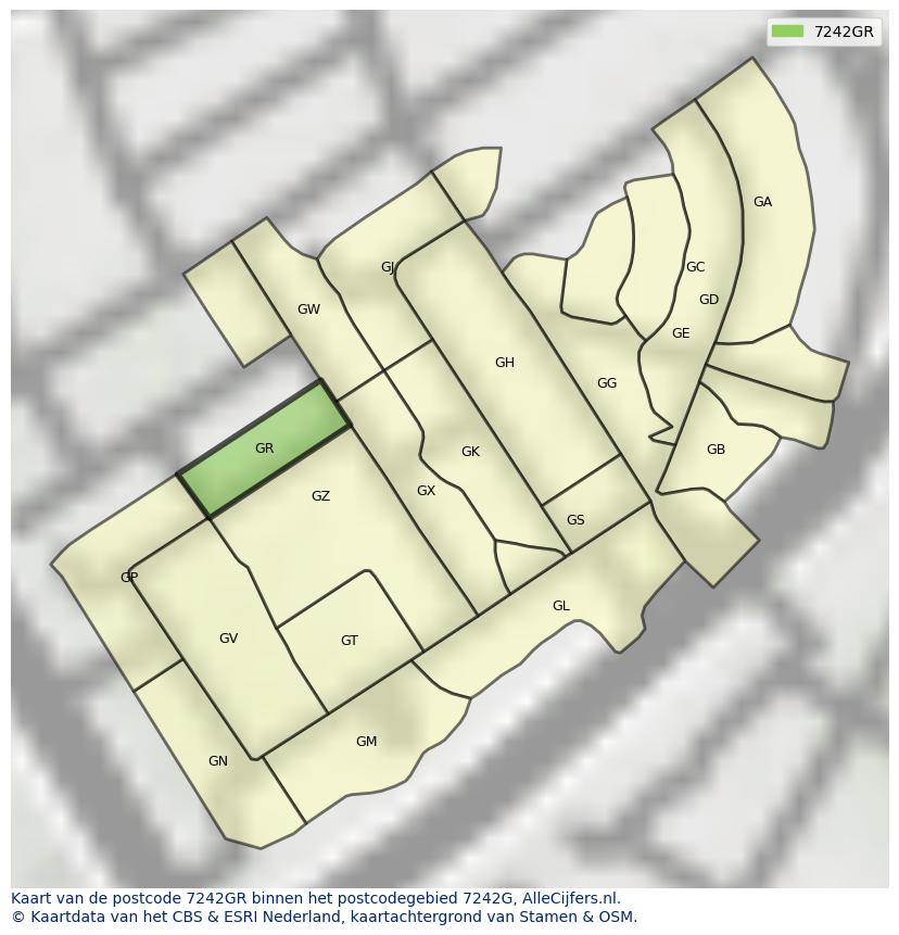 Afbeelding van het postcodegebied 7242 GR op de kaart.
