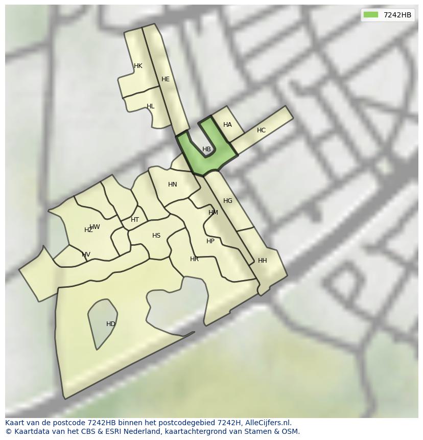 Afbeelding van het postcodegebied 7242 HB op de kaart.