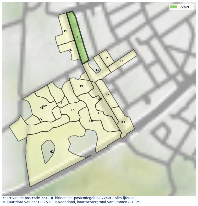 Afbeelding van het postcodegebied 7242 HE op de kaart.