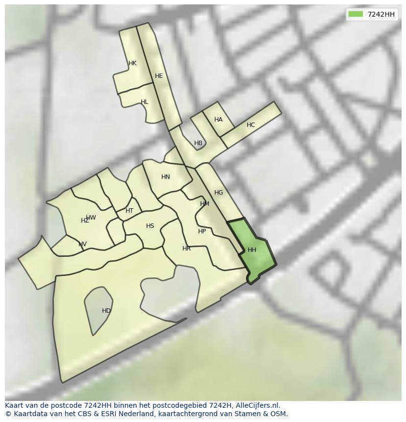 Afbeelding van het postcodegebied 7242 HH op de kaart.