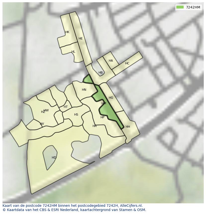 Afbeelding van het postcodegebied 7242 HM op de kaart.