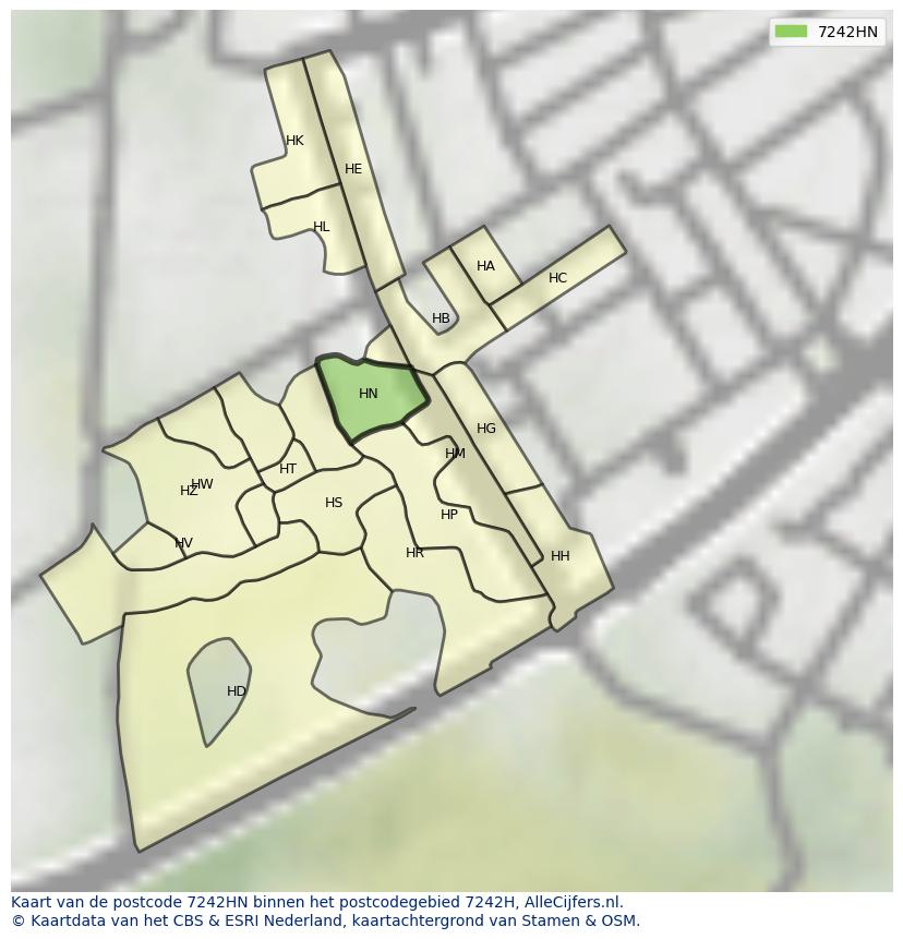 Afbeelding van het postcodegebied 7242 HN op de kaart.