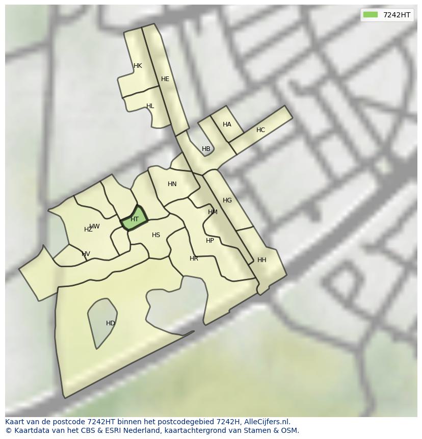 Afbeelding van het postcodegebied 7242 HT op de kaart.