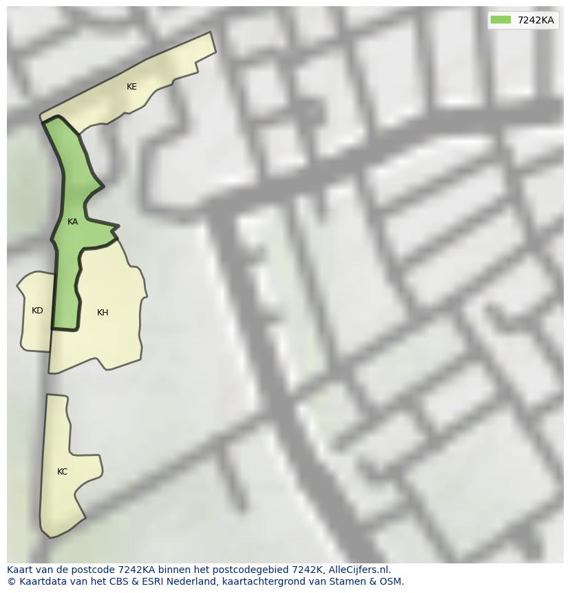 Afbeelding van het postcodegebied 7242 KA op de kaart.