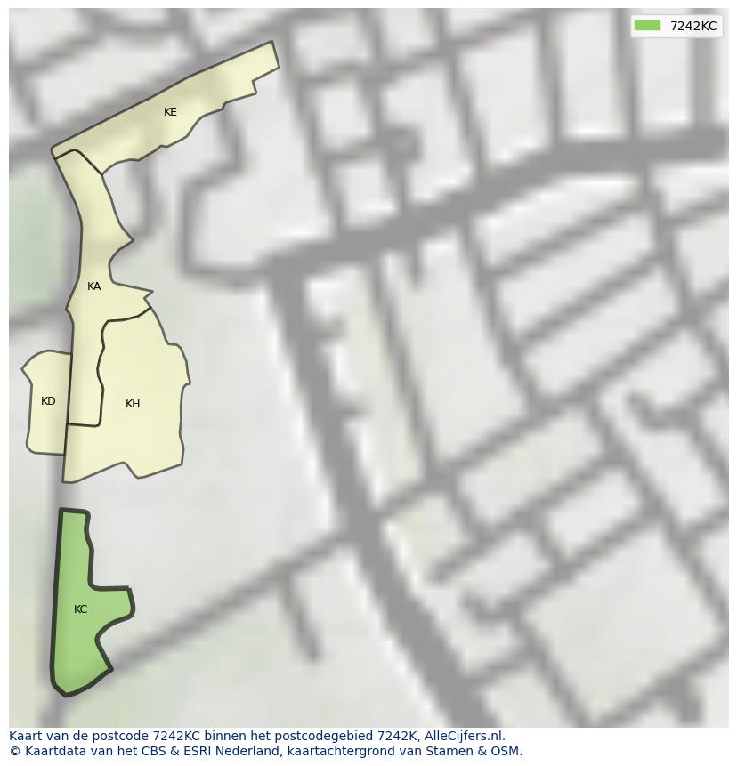 Afbeelding van het postcodegebied 7242 KC op de kaart.