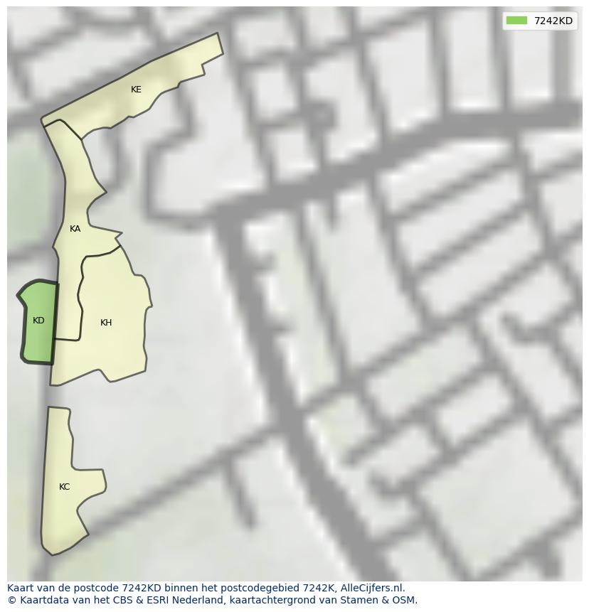 Afbeelding van het postcodegebied 7242 KD op de kaart.