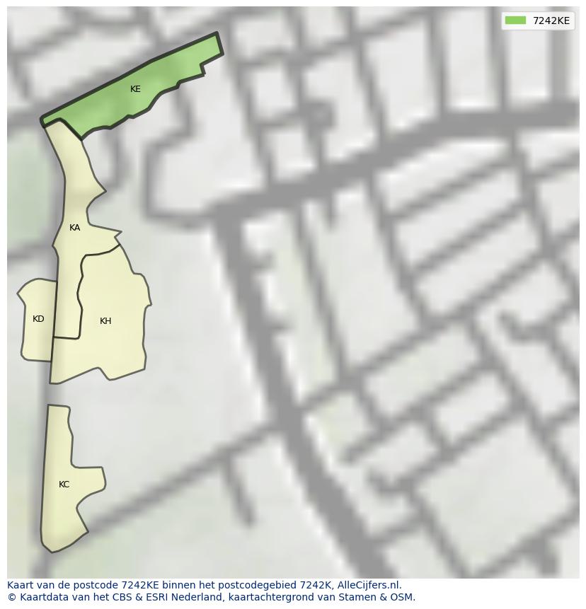 Afbeelding van het postcodegebied 7242 KE op de kaart.