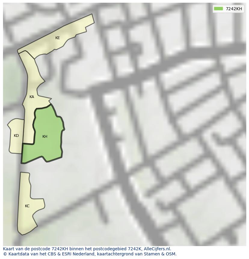 Afbeelding van het postcodegebied 7242 KH op de kaart.