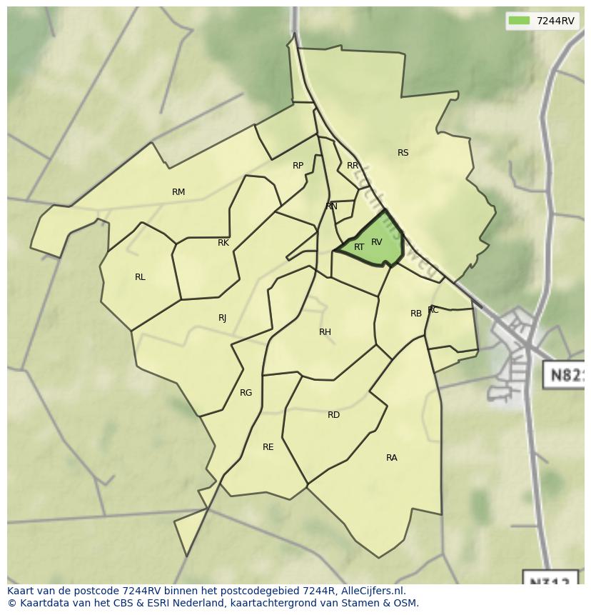 Afbeelding van het postcodegebied 7244 RV op de kaart.