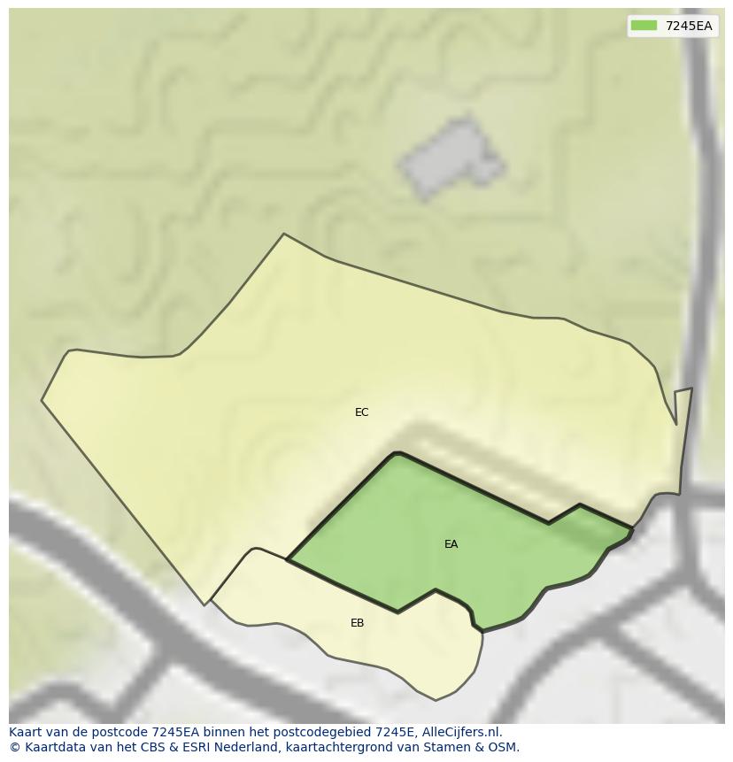 Afbeelding van het postcodegebied 7245 EA op de kaart.