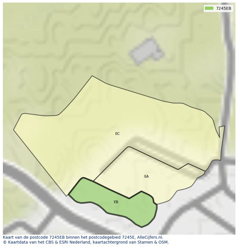 Afbeelding van het postcodegebied 7245 EB op de kaart.