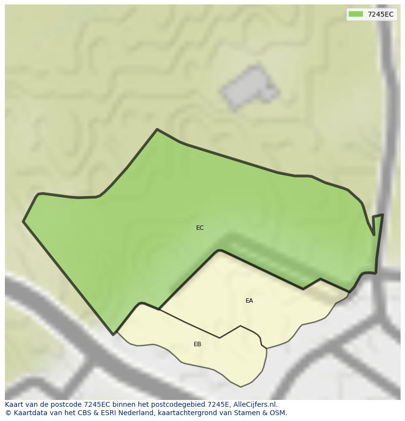 Afbeelding van het postcodegebied 7245 EC op de kaart.