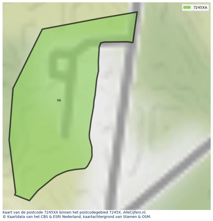 Afbeelding van het postcodegebied 7245 XA op de kaart.