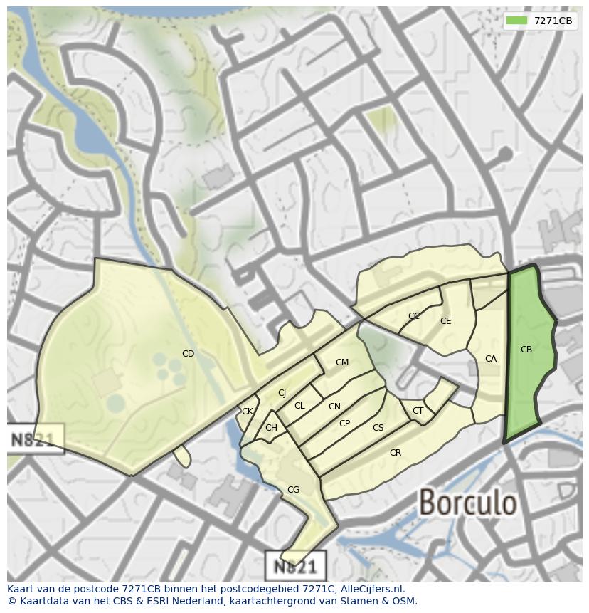 Afbeelding van het postcodegebied 7271 CB op de kaart.