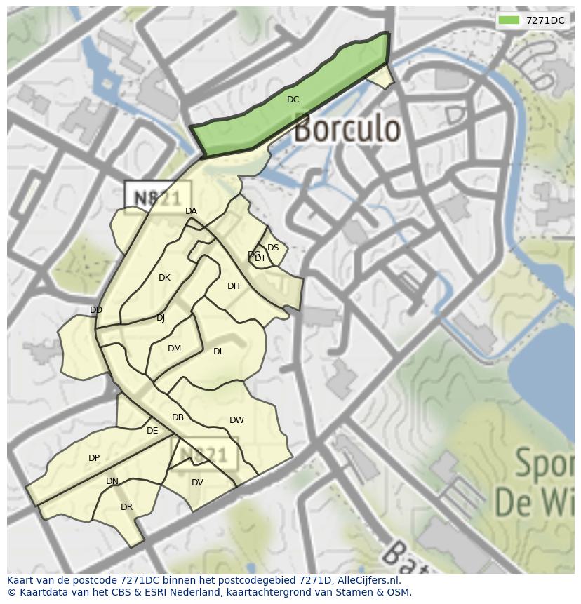 Afbeelding van het postcodegebied 7271 DC op de kaart.