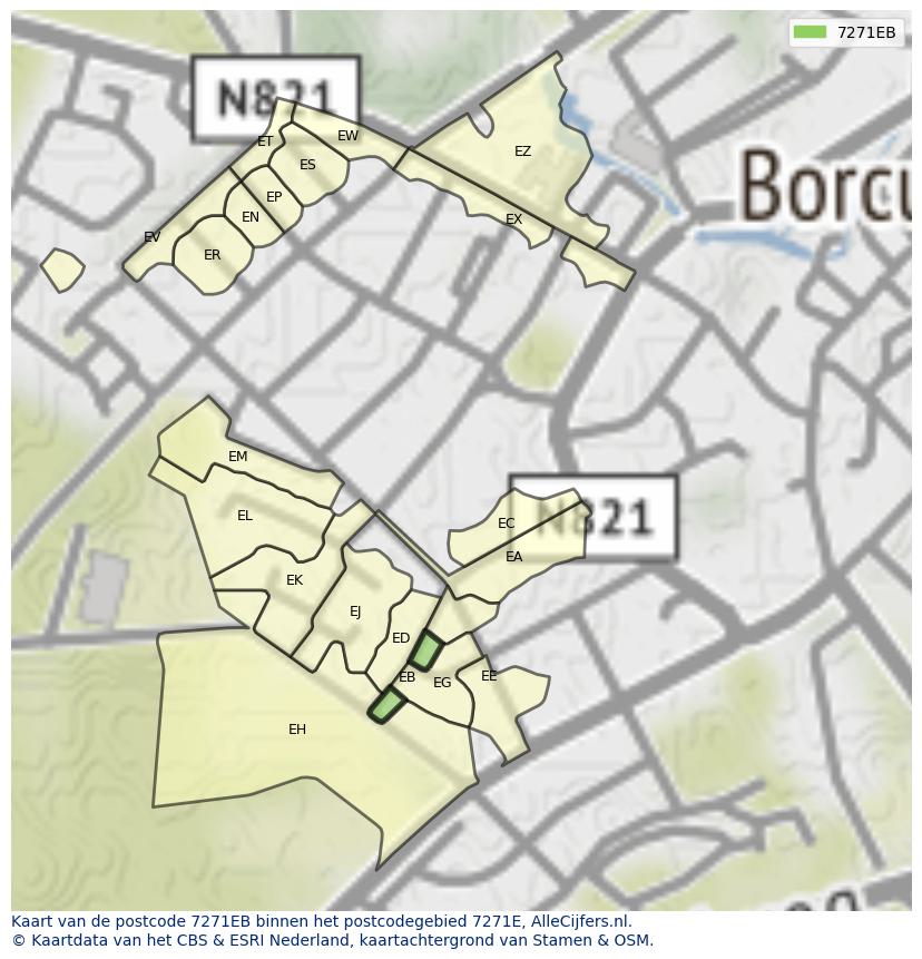 Afbeelding van het postcodegebied 7271 EB op de kaart.