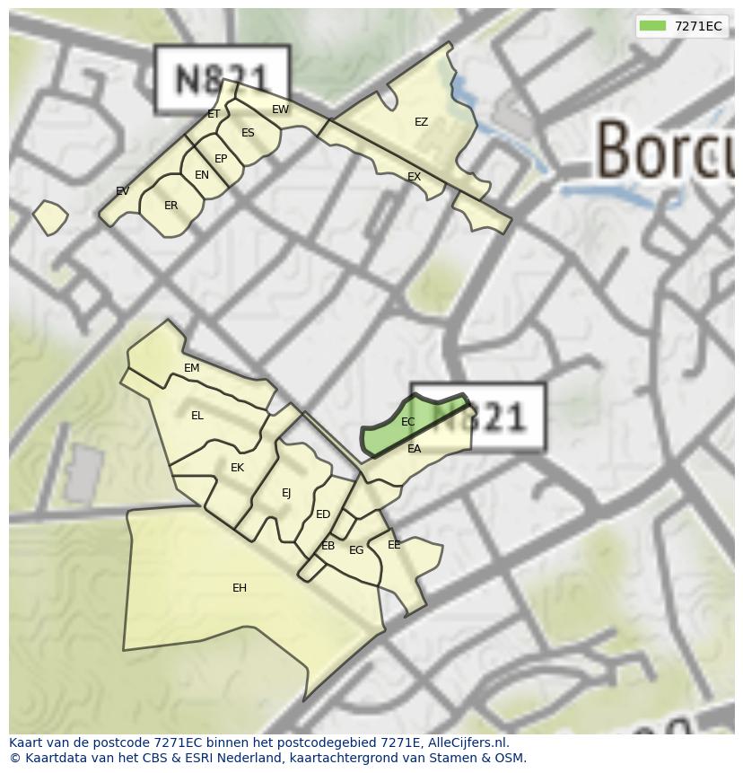 Afbeelding van het postcodegebied 7271 EC op de kaart.
