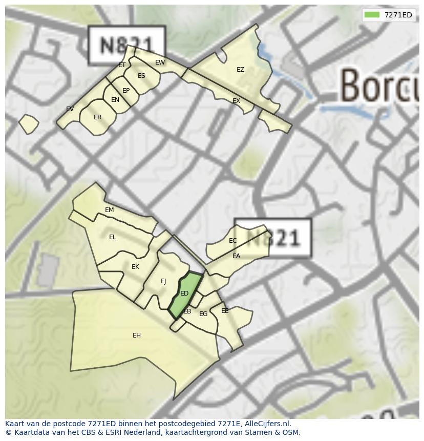 Afbeelding van het postcodegebied 7271 ED op de kaart.