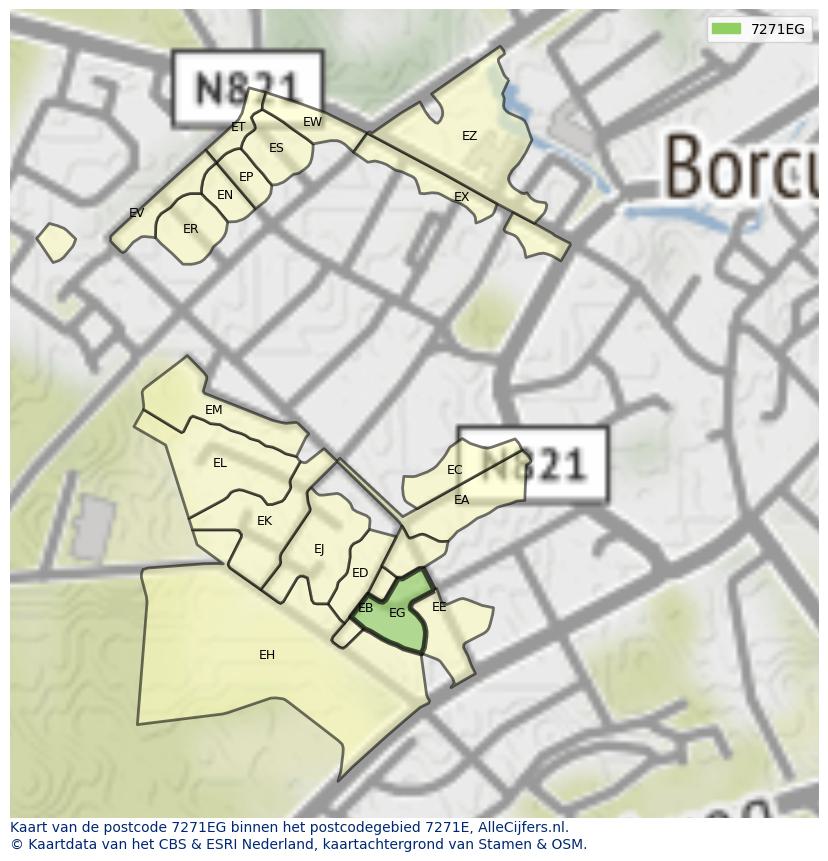 Afbeelding van het postcodegebied 7271 EG op de kaart.