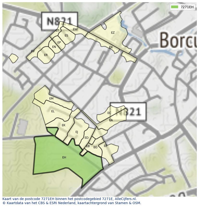 Afbeelding van het postcodegebied 7271 EH op de kaart.