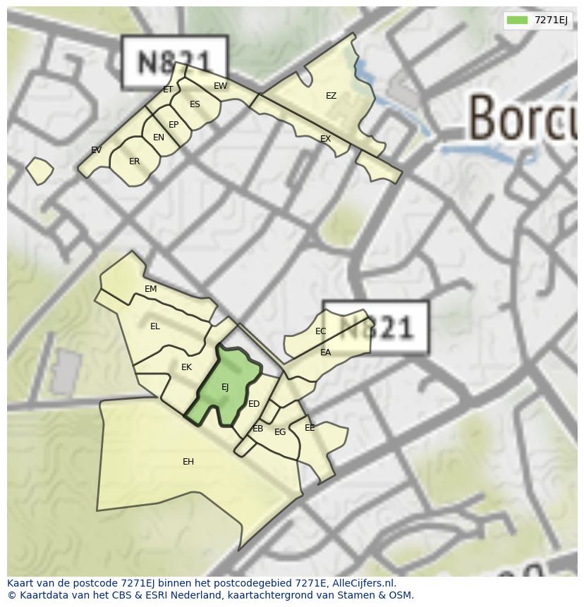 Afbeelding van het postcodegebied 7271 EJ op de kaart.