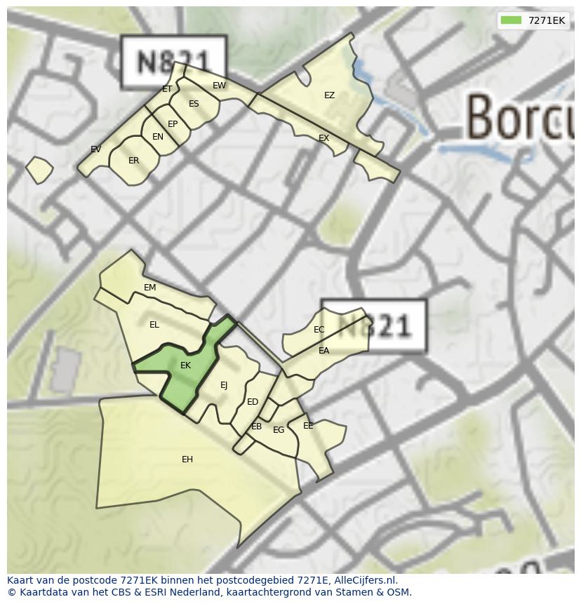 Afbeelding van het postcodegebied 7271 EK op de kaart.
