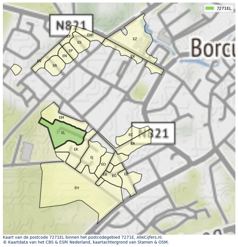 Afbeelding van het postcodegebied 7271 EL op de kaart.