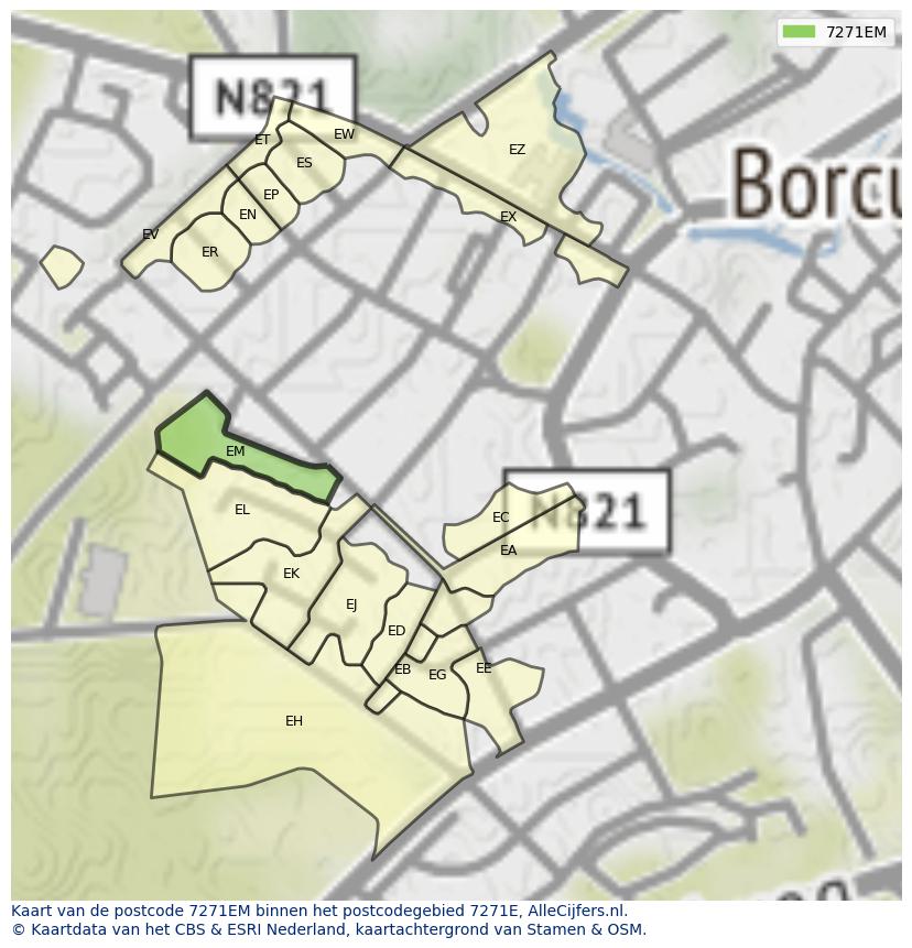 Afbeelding van het postcodegebied 7271 EM op de kaart.