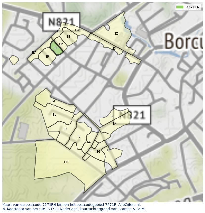 Afbeelding van het postcodegebied 7271 EN op de kaart.