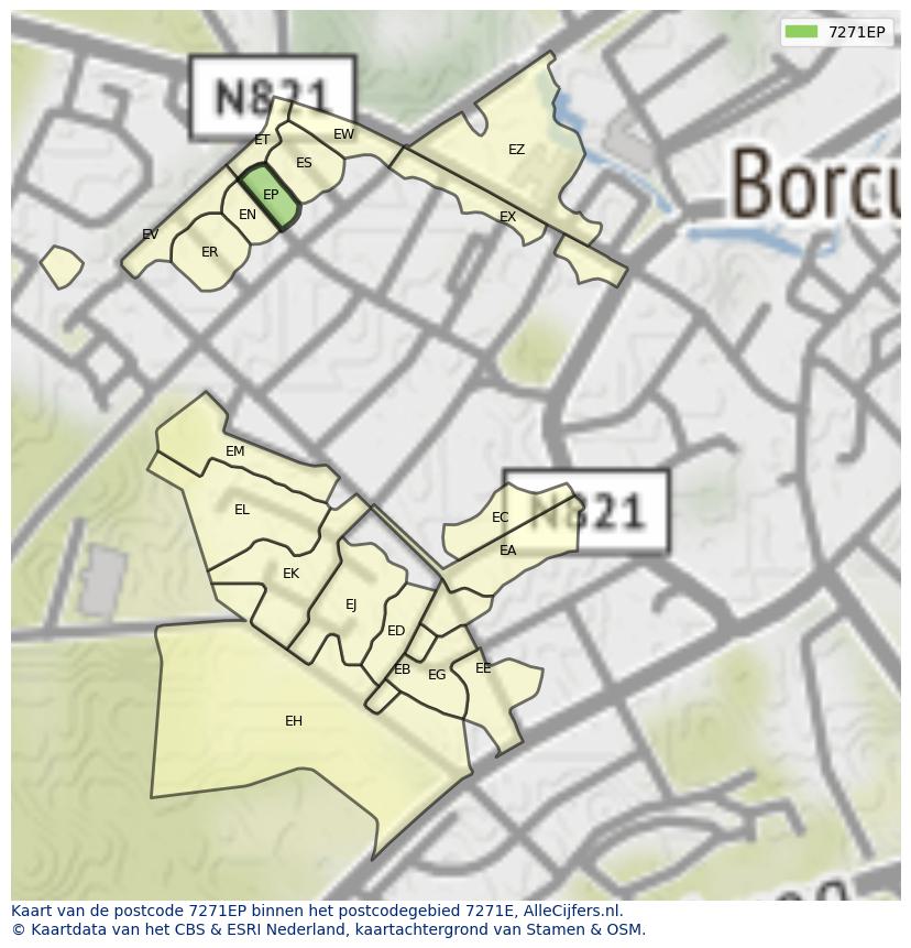Afbeelding van het postcodegebied 7271 EP op de kaart.