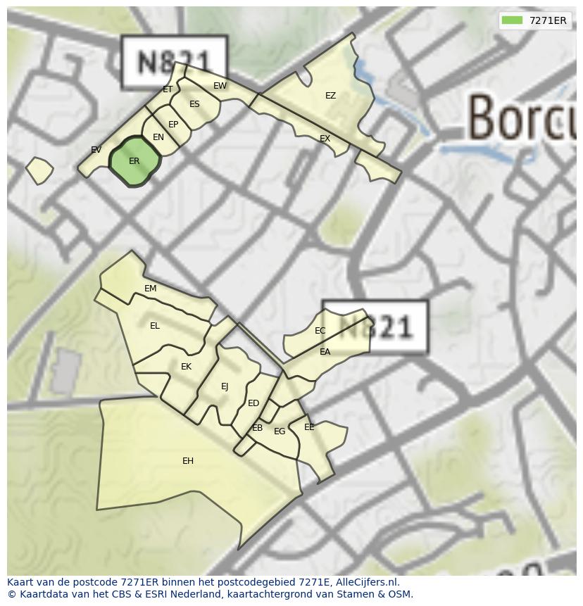 Afbeelding van het postcodegebied 7271 ER op de kaart.