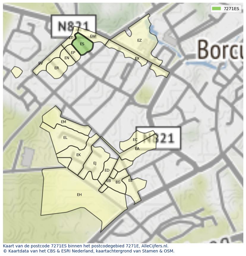 Afbeelding van het postcodegebied 7271 ES op de kaart.