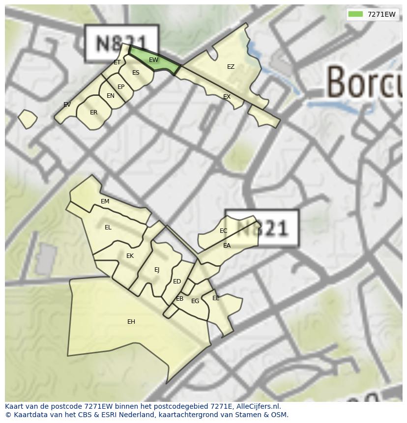 Afbeelding van het postcodegebied 7271 EW op de kaart.